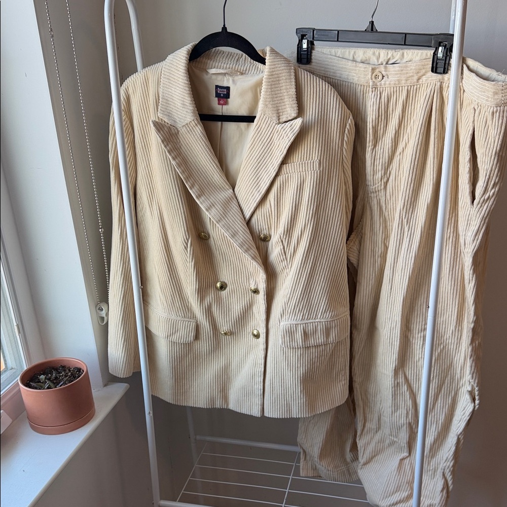 Rowing Blazers Cream Corduroy Blazer + Trouser Set with Gold Accents